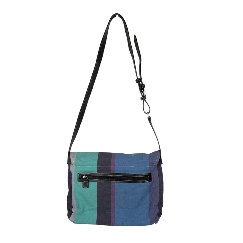 Fabriano‎ Cloth Messenger Bag Multicolor Striped Adjustable Strap Made in Italy